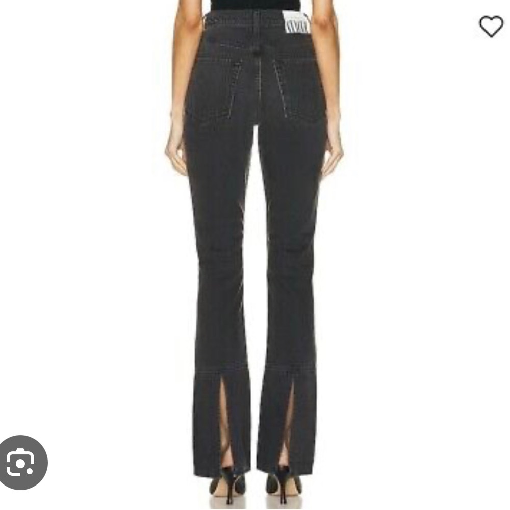 Snacks X MOTHER High Waisted Wedge Slit Heel Kick Flare Jean Mouthwatering Black